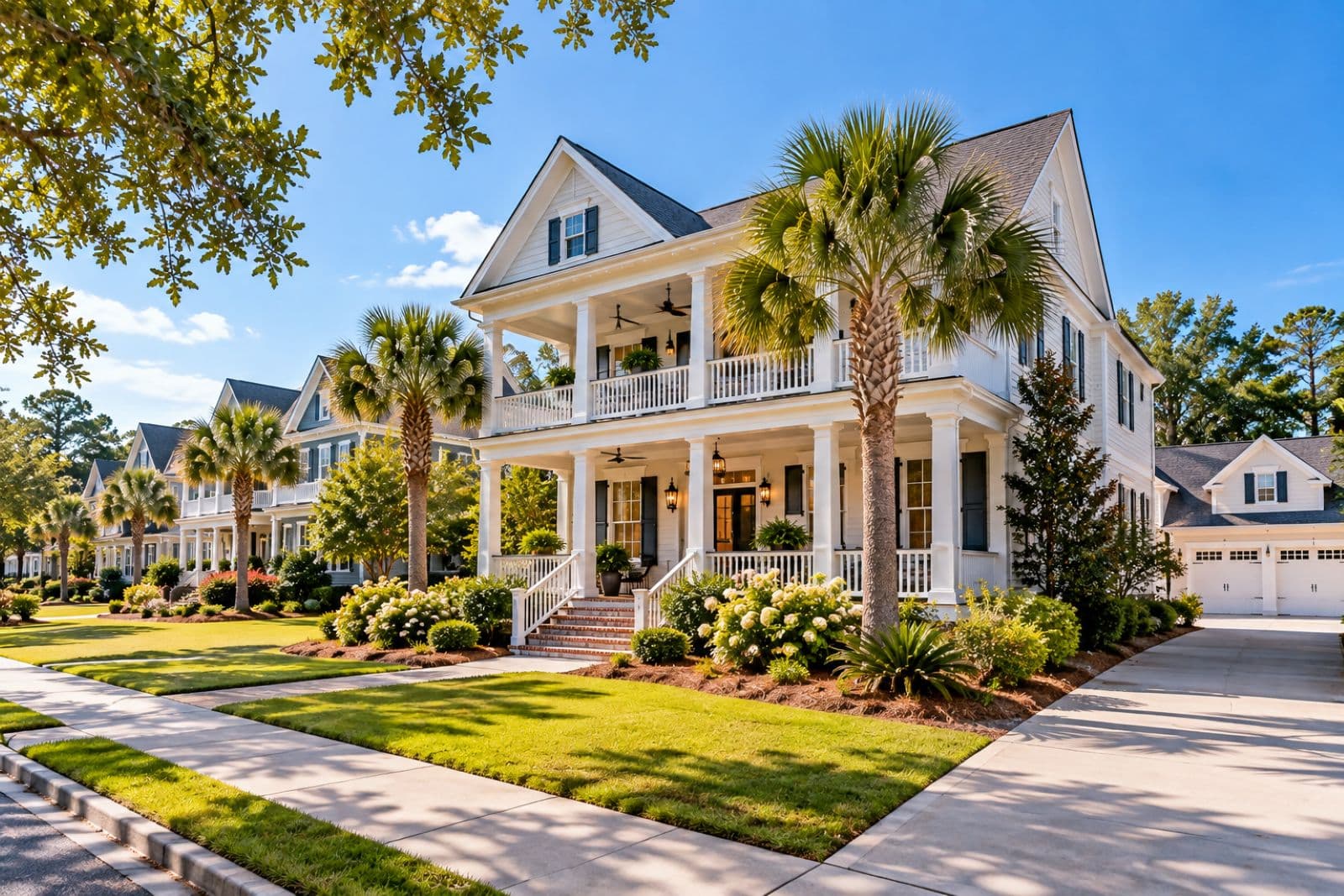 Buy property in South Carolina from the UK with a spacious residential home, landscaped lawn, and driveway.